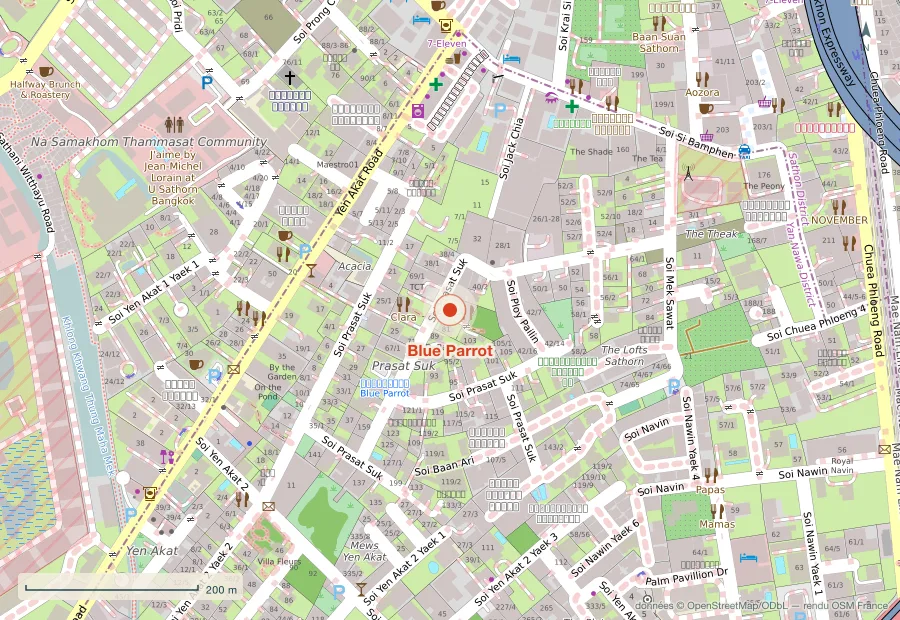 Plan du quartier de Blue Parrot, Bangkok