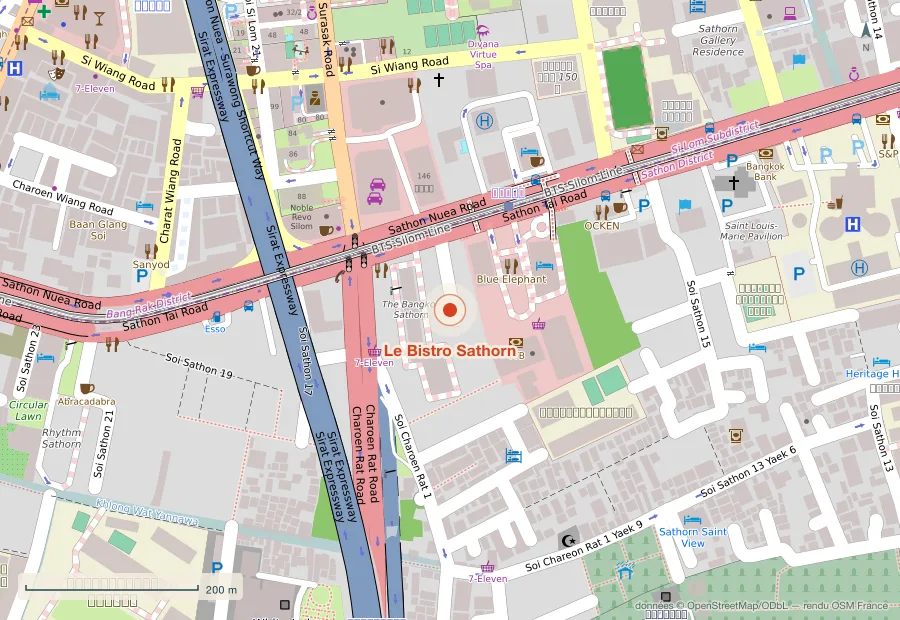 Plan du quartier de Le Bistro Sathorn, Bangkok