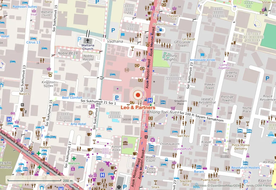 Plan du quartier de Leo & Partners, Bangkok