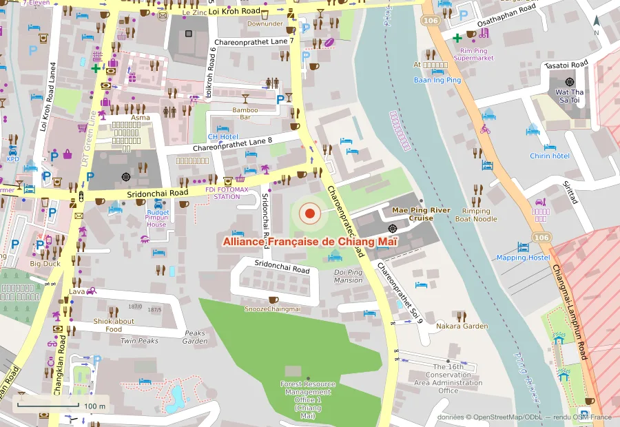 Plan du quartier de Alliance Française de Chiang Maï, Chiang Mai