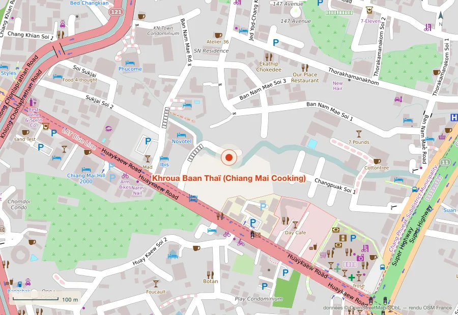 Plan du quartier de Khroua Baan Thaï (Chiang Mai Cooking), Chiang Mai