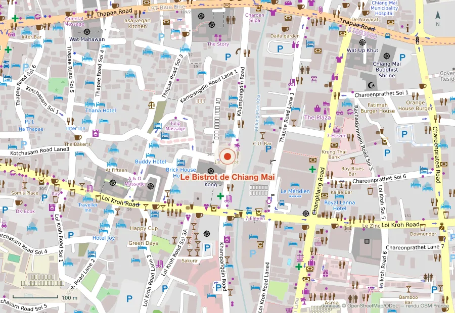 Plan du quartier de Le Bistrot de Chiang Mai, Chiang Mai
